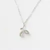S925 Colar de Prata Esterlina Estilo Coreano Elegante Artístico Folha Opala Colar Moda Clavícula Cadeia Ornamentos de Prata Esterlina