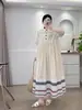 Verão 2025 Estilo Japonês Patchwork Listrado Solto Oversized Lapela Manga Curta Vestido Feminino Atacado Tendência