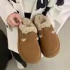 Sapatos femininos Birkenstock de sola grossa, bico fechado, fofos, estilo meio chinelo, novo estilo de inverno 2026, forrados com fleece, quentes, botas de neve Birkenstock, sapatos de algodão
