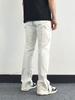 Calça Casual de Zíper Dividido Micro Flare Estilo High Street Europeu e Americano Calça Branca Solta Estilo Americano Marca Tendência Calça de Trabalho para Homens