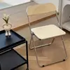 Silla transparente de moda, plegable para sesiones de fotos, silla de comedor acrílica simple con respaldo engrosado