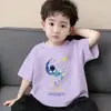 Camiseta Casual y Versátil con Estilo de Manga Corta para Niño Pequeño, Camiseta de Manga Corta para Niño, Ropa de Verano, Top Transpirable Estampado de Algodón Puro