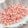Nova Flor Pêra Cintilante Flor Rosa Flor de Três Pétalas DIY Contas Feitas à Mão Colar de Contas Corrente para Celular Material para Joias