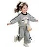 Conjunto Casual Dulce para Niñas Nuevo Lindo Sudadera con Lazo y Pantalones Deportivos Conjunto de Dos Piezas Ropa Infantil de Comercio Exterior para Bebés