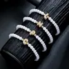 Pulsera Elástica para Mujer Nueva Moda Elegante de Primavera con Perlas de Imitación y Zirconia con Letras