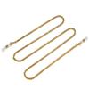 Cadena para gafas de acero inoxidable, chapado al vacío en oro, cadena de acero de titanio, cadena colgante para gafas de sol con hebilla de silicona (acero plano grueso)