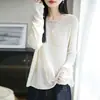 Lino Lyocell Tejido Hueco Manga Larga Ligeramente Transparente Reversible Delgado Verano Estilo Coreano Nuevo Top Rasgado Ropa para Mujer