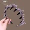 Diadema Elegante de Flor de Cristal Gris Plateado para Dama Diadema Exquisita de Alta Gama para Salir Nuevo Adorno para la Cabeza de Calavera Superior