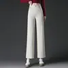 1060 Pantalones Cropped de Tencel Pantalones de Pierna Ancha Ajustados Teñidos Pantalones Vaqueros Blancos Versátiles Pantalones para Mujer de Mediana Edad