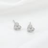 Pendientes de botón de plata de ley 925 en forma de corazón mini para mujer con incrustaciones de diamantes corazón pequeño simple corazón de melocotón mismo estilo de transmisión en vivo nuevo