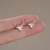 Brincos de Alce de Natal Exquisitos Huitan para Mulheres Novo Estilo de Natal Douyin Chifres Brincos de Zircônia Cravejados com Micro Pontos Gota d'Água
