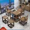 Mesa de Chá e Conjunto de Cadeiras de Madeira Maciça para Varanda, Mesa de Café para Apartamento Pequeno, Conjunto de Chá, Mesa de Chá Móvel Kung Fu Peça Única