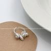 Anillo abierto de encaje de piedra colorida de ola y falda plata blanco diseño de nicho ins