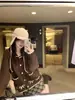 Suéter abrigo de punto de moda estilo coreano color café, corte holgado, rejuvenecedor y adelgazante, para otoño e invierno 2026