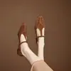Zapatos de Boca Baja de 3 cm Cuero Gamuza Commuter 2025 Nuevos Versátiles Punta Cuadrada Francesa Zapatos Mary Jane Hechos a Mano de Caña Alta ~