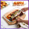 Wg6Q Forma de Vidro Resistente ao Calor Utensílios para Forno Micro-ondas Prato Pequeno Doméstico para Frutos do Mar Prato para Peixe Cozido Churrasco