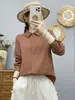 Camisa feminina de algodão com mangas compridas e camada dupla, qualidade de exportação, macia e amiga da pele, simples e versátil, corte solto