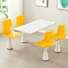 Mesa y Sillas Integradas para Comedor, Área de Comedor para Personal de Comedor Escolar, Mesa de Comedor Impermeable Integrada de Cuatro Plazas para Restaurante