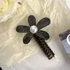 2025 Novo Estilo Acessório de Cabeça Doce Elegante Flor de Pérola Elástico de Cabelo Linha Telefônica Anel de Cabelo Feminino Flor de Strass Enrolada Corda de Cabelo Acessório de Cabeça Versátil