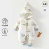 Macacão Acolchoado Espesso para Bebê 180g Outono e Inverno Quente Macacão de Engatinhar Categoria a Macacão com Capuz para Passeio Roupa de Algodão para Bebê