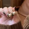Brincos de Pérola com Zircônia Microincrustada Estilo Francês Levemente Luxuosos para Mulheres, Brincos de Tarraxa Dupla Utilização, Joia de Orelha Versátil Popular de Alto Padrão
