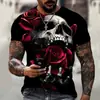 Exportación de comercio electrónico de comercio exterior camiseta de hombre camiseta de hombre caliente manga corta 2022 nuevo verano calavera de terror 3d
