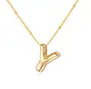 Nuevo Collar de Letras Brillantes 26 Letras Chapado en Cobre Oro Real Talla Grande Cadena de Clavícula de Burbuja Collar de Moda