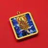 Ocho Grandes Protectores Clásico Tibetano Exquisito Pintado a Mano Color Oro Thangka Zodiaco Buda Talismán Collar Caja GAU Colgante Iridiscente