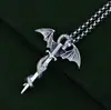Pingente Cavaleiro Dragão em Prata Esterlina S925 Personalidade Masculina Tendência Estilo Europeu e Americano Pingente Colar de Dragão Joias Vintage Atacado
