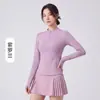 Ropa de Yoga para Mujer con Media Cremallera y Manga Larga Moda Versátil Secado Rápido Transpirable Malla en la Espalda Empalmado Top de Yoga Comercio Exterior