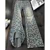 Jeans jacquard azul nuevos de resorte directo de fábrica para hombre, pantalones rectos lavados de estilo americano vintage de moda