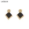 Pendientes Geométricos Negros de Lujo Ligero con Sentido de Alta Gama para Mujer Aguja de Plata 925 Diseño Nicho Explosivo Estilo Japonés y Coreano Pendientes Elegantes y Únicos