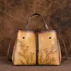 Bolso de Mujer de Piel Genuina, Bolso de Mano Vintage, Bolso Tote Original Lavado en Color, Sensación de Alta Gama, Gran Capacidad, Múltiples Compartimentos, Comercio Transfronterizo