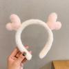 Faixa de Cabeça Fofa Feminina Estilo Coreano para Lavar o Rosto de Pelúcia de Chifre de Coelho de Pele Natal Pequena Faixa de Cabelo Acessório de Cabelo Venda Direta da Fábrica Design