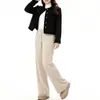 Pantalones Rectos Cálidos con Forro de Polar para Tallas Grandes de Mujer, Novedad Otoño e Invierno 2025 Cintura Alta Talla Grande Cubre Cadera Adelgazantes Pierna Ancha Suaves