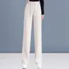 Pantalones de pierna ancha y estrecha para mujer, Nuevo estilo Otoño e Invierno, Forro polar, Caída fluida, Adelgazantes, Realzan la altura, Pantalones largos casuales de pierna recta, Pantalones de pana