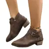 Botas de Moda Europeas y Americanas Transfronterizas 2025 Botas de Cuero para Mujer Tacón Grueso Cremallera Una Pierna Botas de Moda Otoño e Invierno para Mujer