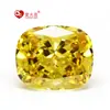 Personalizado brilhante flor de gelo corte torno trabalhador fertilizante retangular travesseiro espesso cor amarela imitação CZ Hao Diamante sintético cúbico óxido zircônio