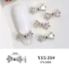 Venta al por mayor Joyería de Circonita para Manicura Pajarita Accesorios para la Punta del Dedo Lujo Ligero Oro y Plata Diamante Decoraciones de Uñas Portátiles