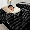 Manta de sofá de felpa de conejo de estilo lujoso y ligero, venta al por mayor, toalla de sofá de terciopelo de burbuja gruesa de invierno, funda de sofá de color sólido, comercio exterior