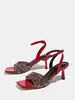 Sandalias de tacón alto transfronterizas deslumbrantes para mujer, sandalias de tacón de aguja sexys de punta cuadrada y destapadas, transparentes y brillantes con pedrería completa