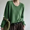 Suéter de punto de algodón para mujer, cuello redondo, borde con volantes, manga larga, corte holgado, adecuado para primavera y otoño, suave y cómodo, perfecto para el uso diario, color liso, estilo pullover, capa base