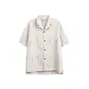 Camisa Masculina de Manga Curta Estilo Férias de Verão Devilray Algodão e Linho Texturizado Retrô Gola Cubana Cs09124