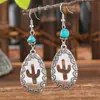 Aretes Largos Vintage Populares Bohemios en Forma de Gota Moda Creativa Campanas Aretes Acrílicos Turquesa para Mujer