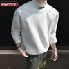 Nueva camiseta interior térmica de forro polar de doble cara para primavera y otoño, cuello medio alto, camiseta de manga larga de corte limpio, capa interior cálida para el otoño