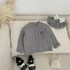 Cárdigan de Punto Bordado Estilo Coreano para Niñas 2025 Primavera y Otoño Nuevo Elegante Suéter Abrigo de Punto Trenzado de Manga Larga para Bebés Niñas