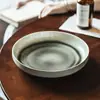 Cerámica de Horno Cambiante Vintage Bol Grande Característico Bol Plano Vajilla Doméstica Bol Bol para Verduras Restaurante Creativo Bol Salah Bol Pagatti Plato
