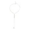 Joyería de Moda Retro Transfronteriza Europea y Americana para Mujer Collar con Forma de Y de Diamante Collar Largo Geométrico con Colgante de Pedrería Borla