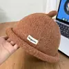 Sombrero de Piel de Melón Otoño e Invierno Sombrero de Lana Yuppie Borde Enrollado Tejido Chupete Sombrero de Propietario Estilo Japonés Moda Callejera Cálido Hombres y Mujeres