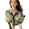 Nueva camisa floral de gasa de manga corta verde estilo chino para mujer verano 2024 nueva blusa pequeña elegante dulce y picante